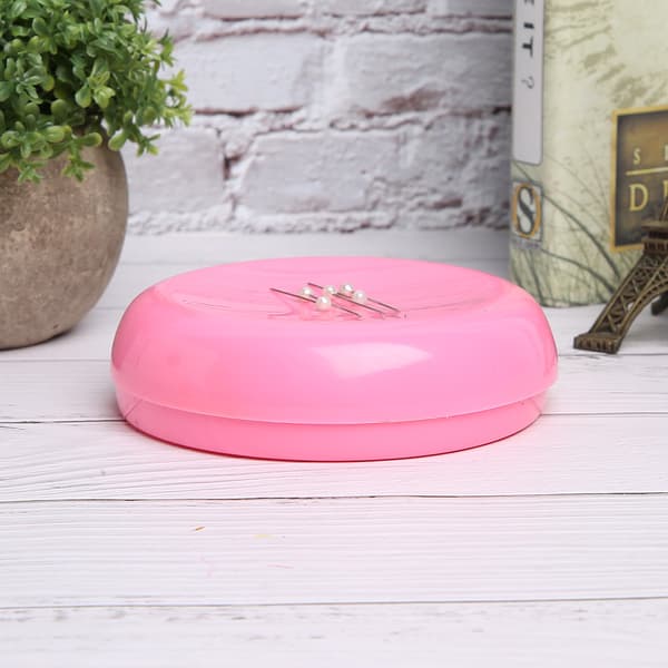 Magnetisk nålepute, nålholder og oppbevaringsboks, rosa