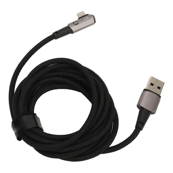Opladerkabel til iPhone 90 grader 2 meter Hurtig opladning 2.4A Kabel med ret vinkel USB-opladerkabel Grå