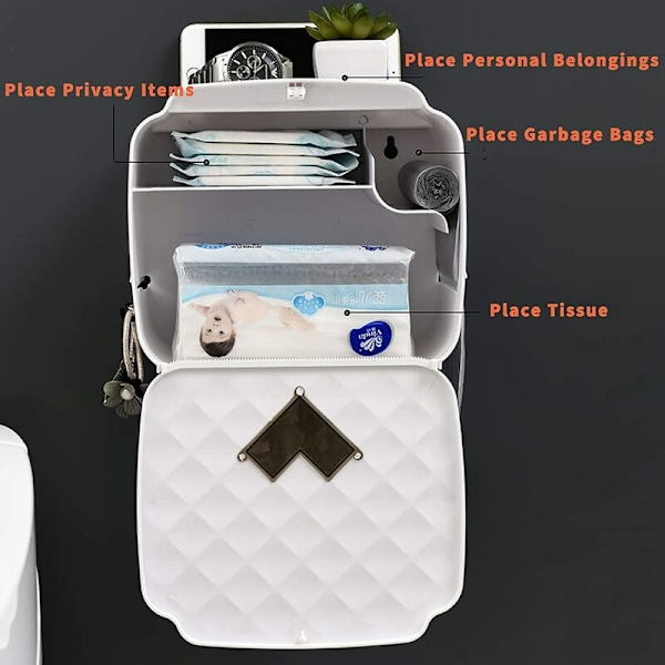 Punch Free Toilet Paper Box 304 Rustfrit Stål Vægmonteret Toiletpapir Holder Under Skab Køkken Eller Badeværelse Rulleholder Hvid,
