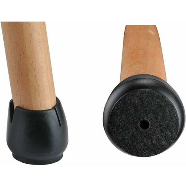 Bord Anti-Slip Gummi Stol Fötter Skydd Gummi Stol Fötter Kepsar Anti-repor Fotdynor med filt Stolskydd för ben 32ST 12-16 mm, svart