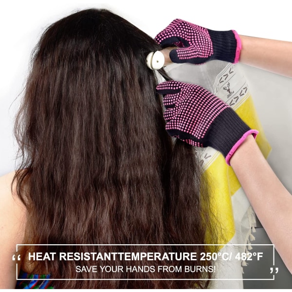Värmebeständiga handskar med silikonsmörjmedel, ett par Sopito professionella värmebeständiga handskar för locktång