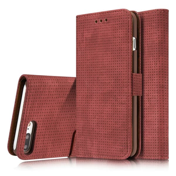[HT]Etui med pung \"Vintage Mesh\" til iPhone 8 Plus Röd