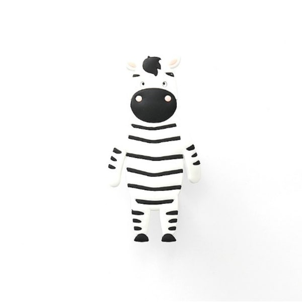 2 delar hopfällbar mjuk lim sömlös krok multifunktionell köksförvaring tecknad djurformad kreativ krok (zebra),