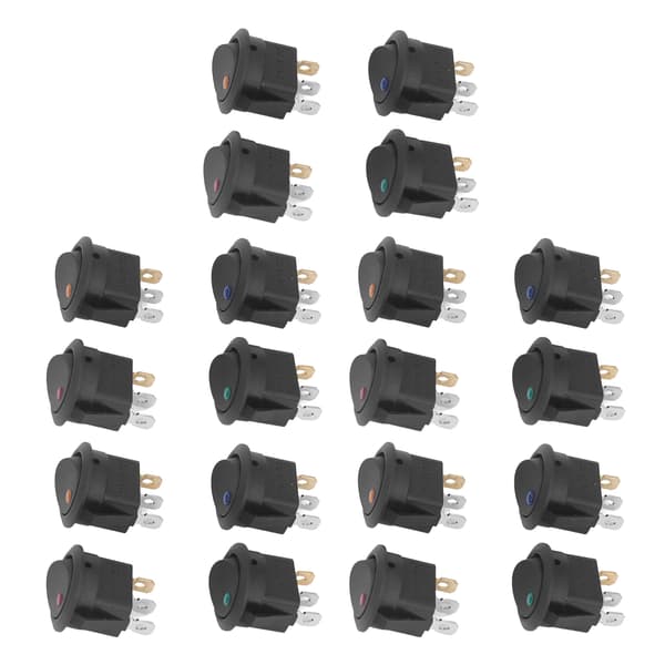 12V Rund Vippströmbrytare LED-ljus 3 Stift 2 Positioner SPST 20-pack
