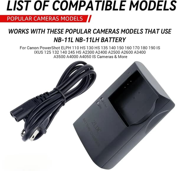 Oplader til Canon CB-2LD CB-2LF NB-11L NB-11LH batteri—ht