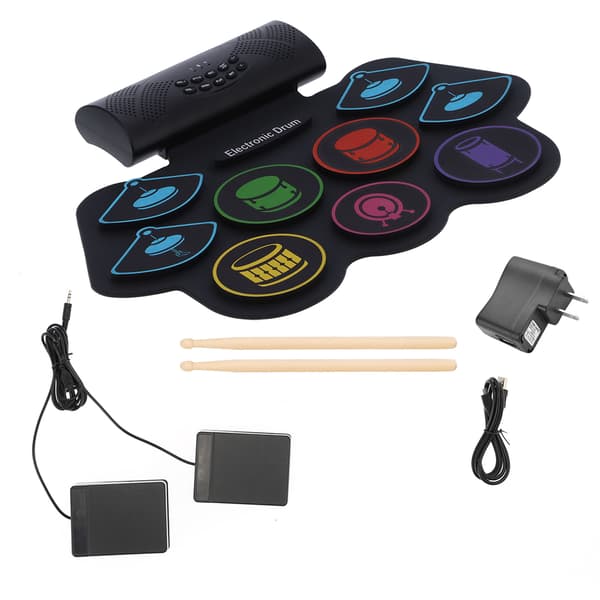 Bluetooth MIDI Elektronisk Trommepad Sett Sammenleggbart Kit med Batterihøyttaler 100-240V MD862MUS
