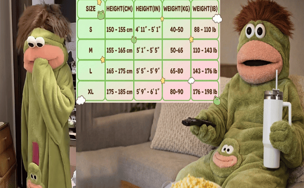 Morsom Stor Munn Monster Onesie Pyjamas – Overdimensjonert Plysjfleece Heldress med Hette for Søvn og Fest, M[ht] M