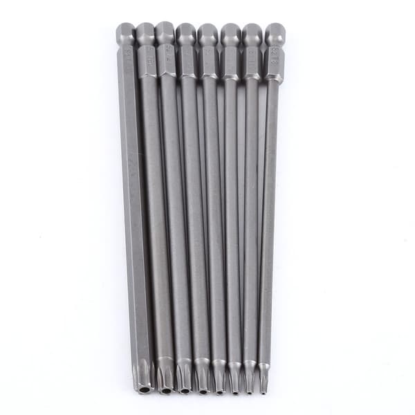 8 stk. magnetisk skruetrækkersæt med 150 mm S2 stål stjernebits