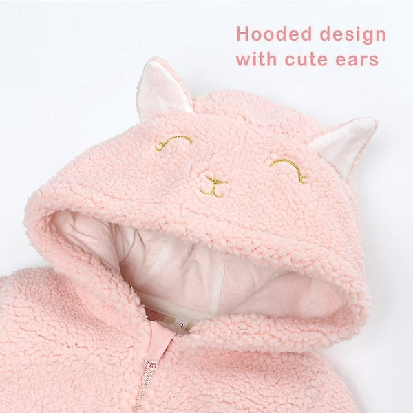 Baby fleece jumpsuit hættedragt snedragt langærmet jakkesæt pink