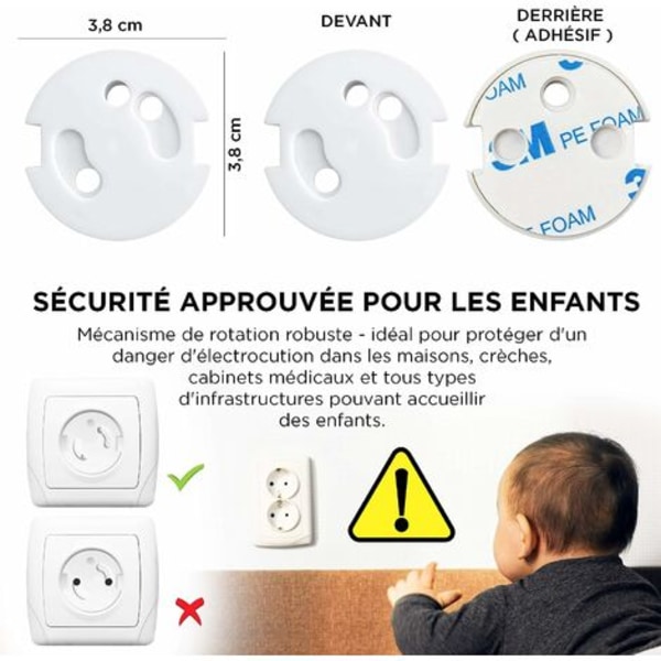 Franska baby -skydd baby -elektriska uttagsskydd-barnsäkerhet-roterande mekanism 10 st