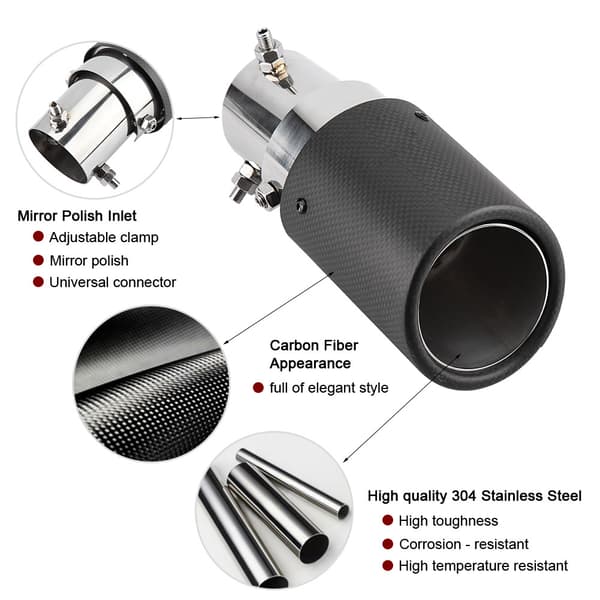 Enkelt Avgasrör i Kolfiberstil, 63-89mm