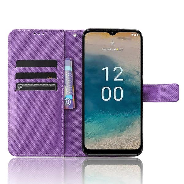 Til Nokia G22 4G Diamant Tekstur Læder Telefoncover Purple