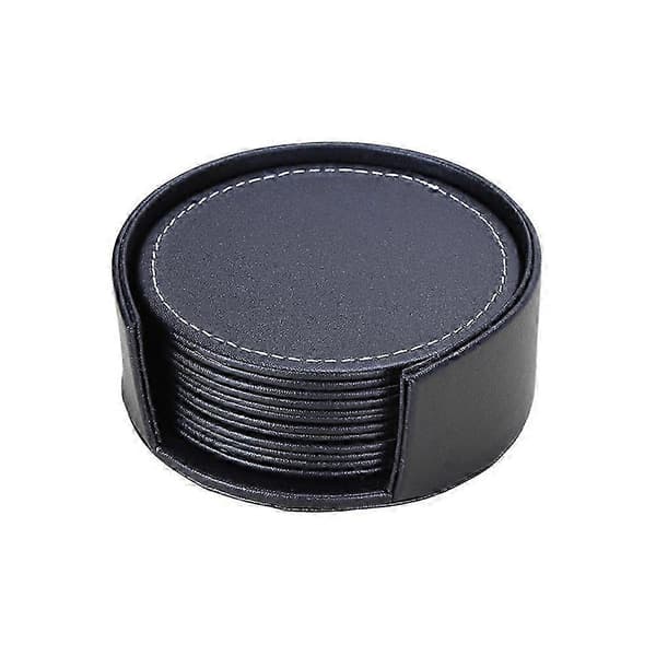 PU Dækkeserviet Coaster til Tallerken Sort Rund Varmeisolering