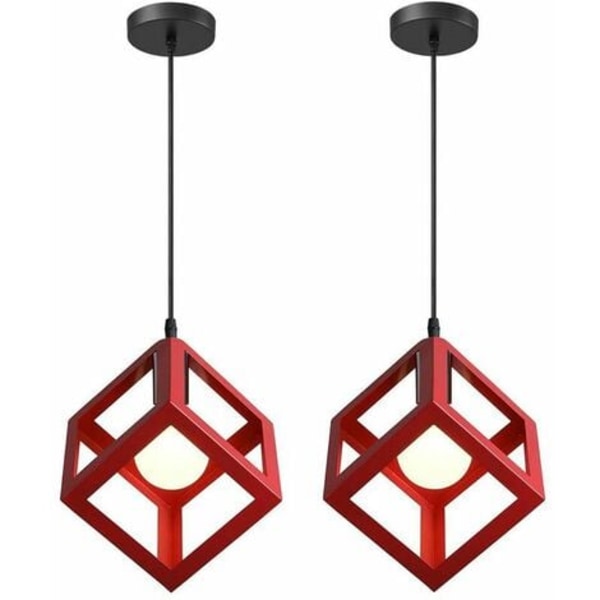 Sett med 2 Moderne hengende lysarmatur Kubeformet lysekrone i geometrisk stil metalltaklampe E27 taklampe for seng