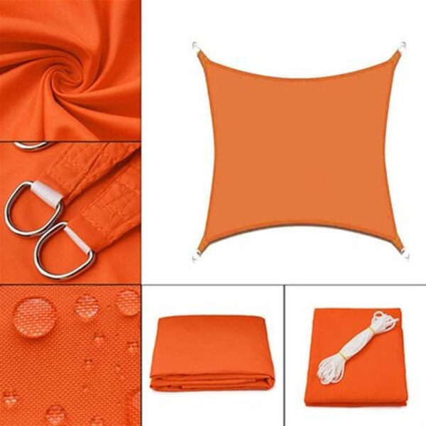 Skuggsegel 2x2m vattentät markiskapell för uteplats & däck Trädgårdssolskydd 90 % UV-skydd med gratis rep Orange Square