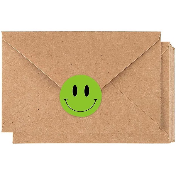 Grønt rundt smiley-klistermærke Børnebelønningsklistermærke 25 mm 500 stk