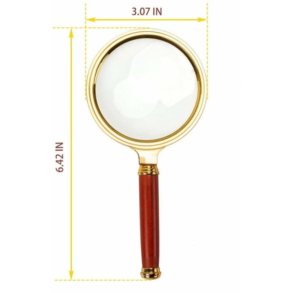 Ytre diameter 80 mm høyoppløselig håndholdt lupe 10x høyforstørrelsesforstørrelsesglass med antikk mahognihåndtak,