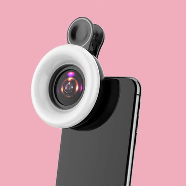 Universal mobiltelefon fyldlys 15x makroobjektiv bred makro til Android Pink Black