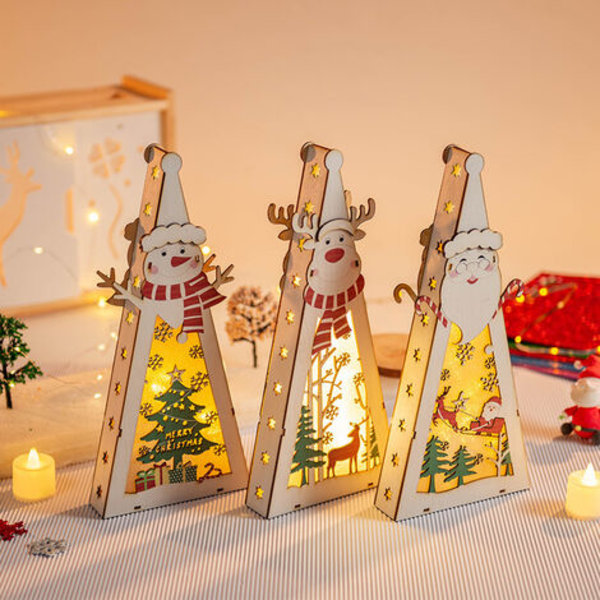 Juletræspynt - Mini Glødende Julehus vedhæng | Julepynt med elgesnemønster