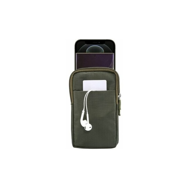 Armeijan vihreä nylon vyötärölaukku Phone case Matkapuhelinlaukku Vetoketjullinen vyötäröpussi