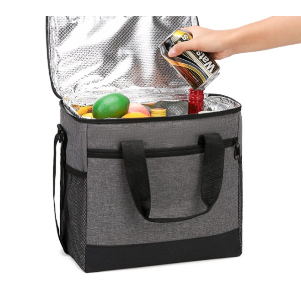 Matpose med stor kapasitet Utendørs piknikpose varmeisolering og kjølig matpose Bærbar bilispose-grå