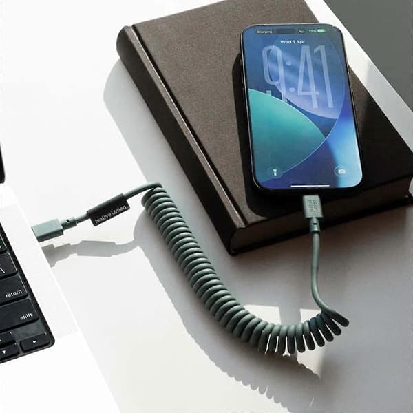USB-C–USB-C-kaapeli 60W kierretty 2,4m POP-sarja pikalataus Vert sauge