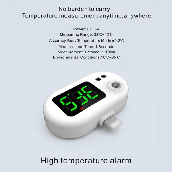 Bärbar automatisk infraröd mobiltelefon termometer USB inverterad smartphone termometer