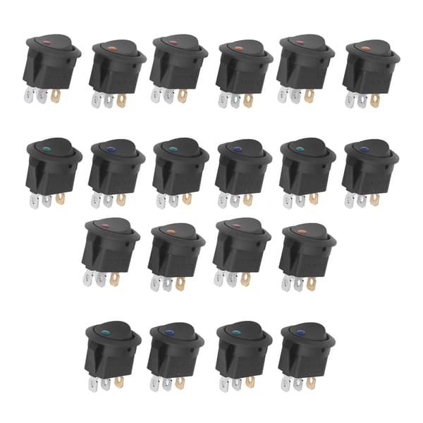 12V Rund Vippströmbrytare LED-ljus 3 Stift 2 Positioner SPST 20-pack