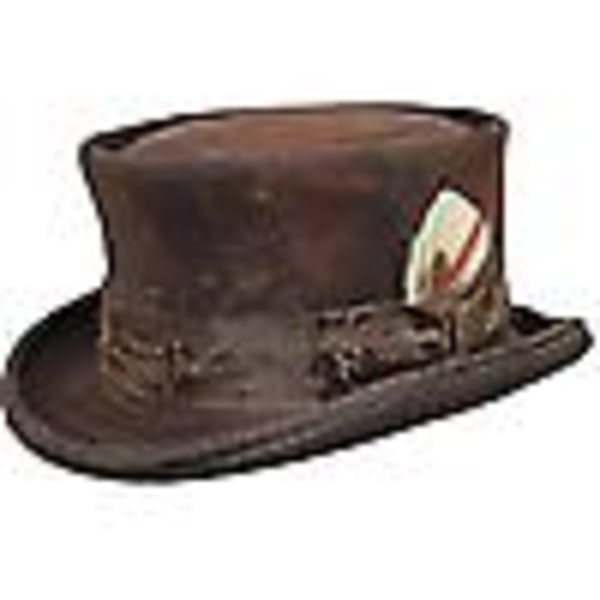 Mid Crown Röd Top Hat Unisex Hat Steam Punk Hat Cylinder Ull Filt Topp (brun)