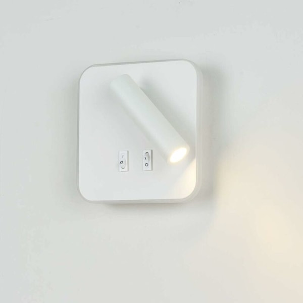 Fyrkantig vit led sänglampa roterbar väggläslampa med strömbrytare varmt ljus för sovrum, arbetsrum, etc.，Lämplig för