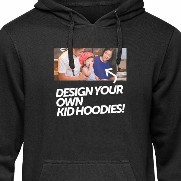 Design dit eget Børn Hoodie 9-11 År Sort