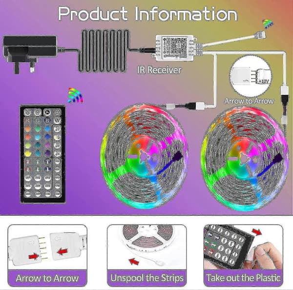 20m Bluetooth RGB LED-slingor