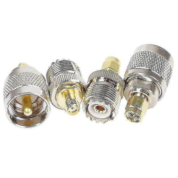 4 STK / SÆT UHF SL16 PL259 SO239 til SMA Han-stik Hun-stik RF Stik Testkonverter
