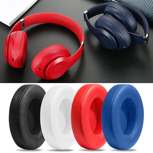 1 par headset-ærmer, blød støjisolering, åndbar hovedtelefon, kunstlæder, svampe-øremuffer til Beats-Studio 2.0 3.0 Black