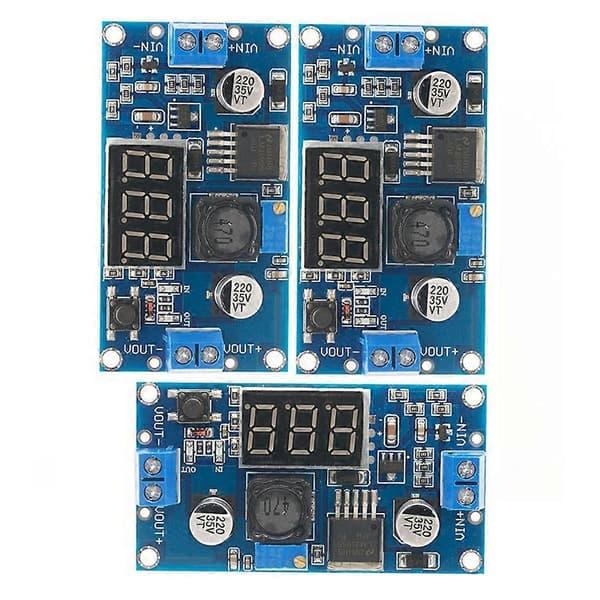 3 stk. LM2596 DC-DC spændingsjusterbar step-down-konverter spændingsregulator LED-display voltmeter 4.0
