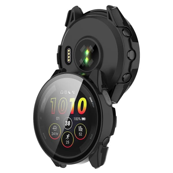 Garmin Forerunner 265 -älykellon PC-kellokotelo karkaistulla lasisella näytönsuojalla Black