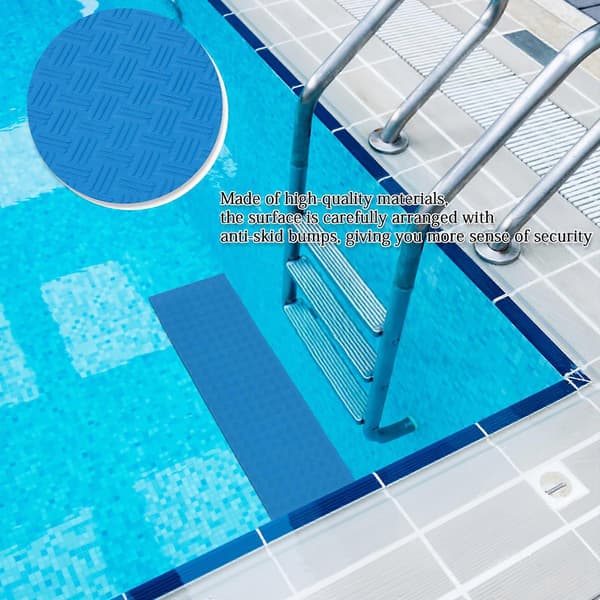 Poolstege Matta Snöigt Väder Slitstark Halkfri Design PVC Halkskyddsskikt 23 X 90cm Säkerhetsfoder Blue