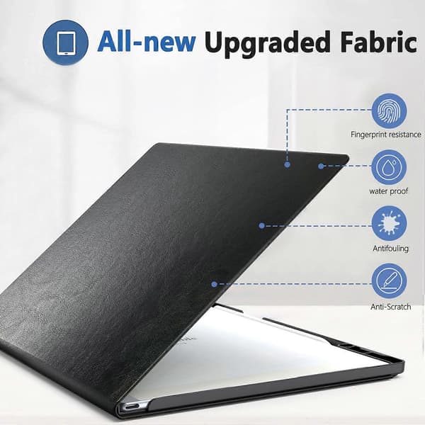 Til Remarkable 2 Etui Bog Folio Stil PC+PU Læder E-læser Cover med Penneholder Black