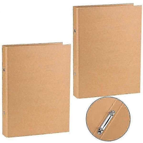 2 stk A5 påfyllbar ringperm, A5 ringperm i kraftpapir med 2 ringer for å legge til løse ark, A5 mapper i kraftpapir