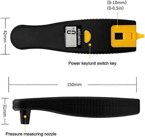 2-i-1 Digital Däcktrycksmätare, 100 PSI Däcktrycksmätare Däcklufttrycksmätare Mönsterdjupsmätare med LCD-display