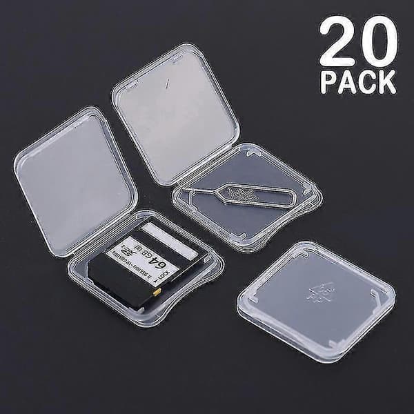 20 st transparenta SD-minneskortsfodral förvaringsboxar för Micro SD