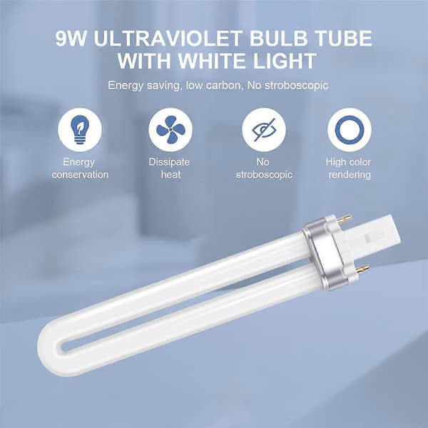 9w UV Lampe Pære Rør Gel Neglekunst Tørrer 4Set