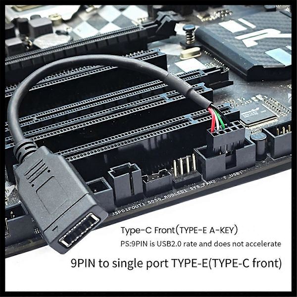 USB 9PIN till Typ-C Frontpanelkabel USB 9PIN till TYPE-E KEY-A Adapterkabel USB Frontpaneladapter
