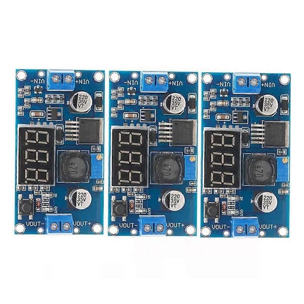 3 stk LM2596 DC-DC Spenningsjusterbar Step-Down-omformer Spenningsregulator LED-skjerm Voltmeter 4.0