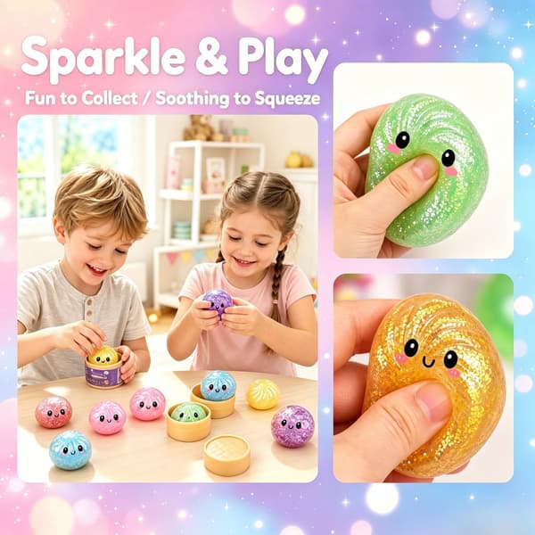12 st Glitter Dumpling Squishy, 2026 Uppgraderad Mini Squishy Dumpling Leksak, Söta Stressbollar Fidget Sensoriska Leksaker Julstrumpa Fyllning