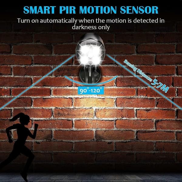 Utomhuslampa med rörelsesensor, IP65 vattentät LED-spotlight batteridriven 600lm, rörelsesensor med flexibelt batteri