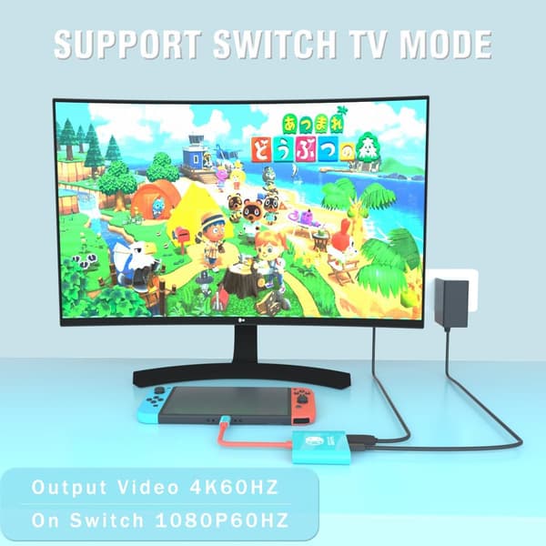 Pd100w Dockingstasjon for Nintendo Switch, bærbar Switch Dock-erstatning for Nintendo Switch Dock Switch Hdmi-adapter Usb 3.0 Switch Tv-dock