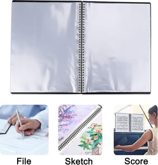 Musikmappe til noder, A4-papir, dokumentmappe, opbevaring, 30 lommer, nøgle