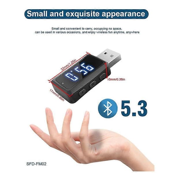 Bil Bluetooth 5.3 FM02-sender mottaker håndfri samtale Mini USB-strømforsyning bilsett bilkabel