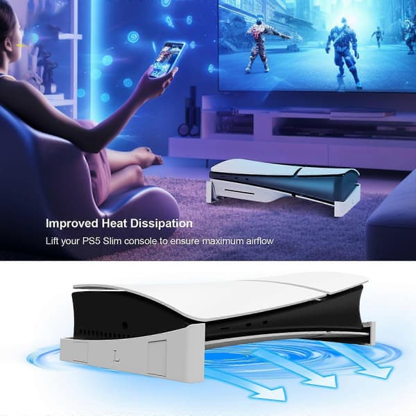 PS5 Slim vaakasuora jalusta, PS5 Slim -jalusta PS5 Disc- ja Digital-versioille, vaakasuora pidike